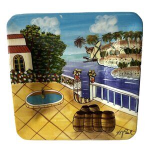 Mark Paul Hand Painted Signed Tuscany Bay Collection 10" Ceramic Plate Platter
